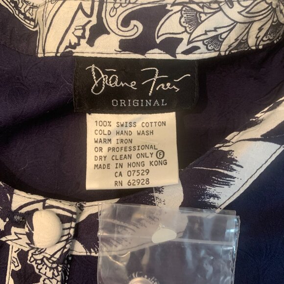 Vintage Diane Freis cotton skirt and top set navy white one size almost new cond - Picture 10 of 13